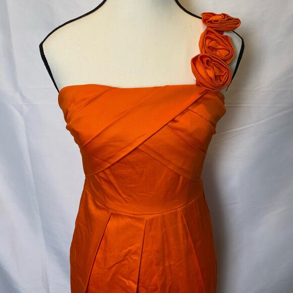 B Darlin Orange Flower One Strap Bodycon Formal Mini Dress Size 3/4 - Picture 2 of 11